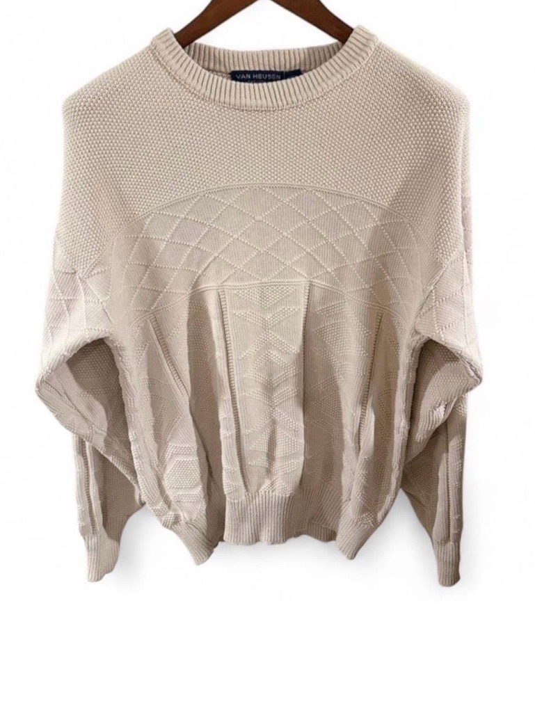 Vintage Beige Textured Crewneck Sweater Size Large Vintage Beige Textured Crewneck Sweater Size Large